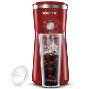 GOURMIA Iced Coffee Maker with Reusable Tumbler, Red